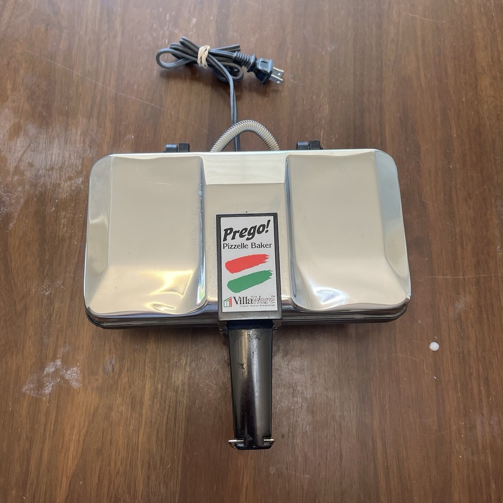 Villaware Prego Pizzelle Cookie Baker Maker Chrome Non-Stick Model 3600-NS